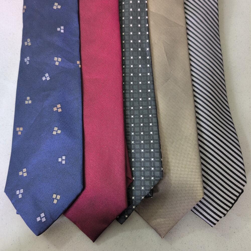 Executive Business Professional Office Tie Lot 5 100% Pure Silk Classic Neckties